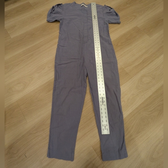 7551 By Szeki Blue Linen Jumpsuit Size S - Picture 2 of 7